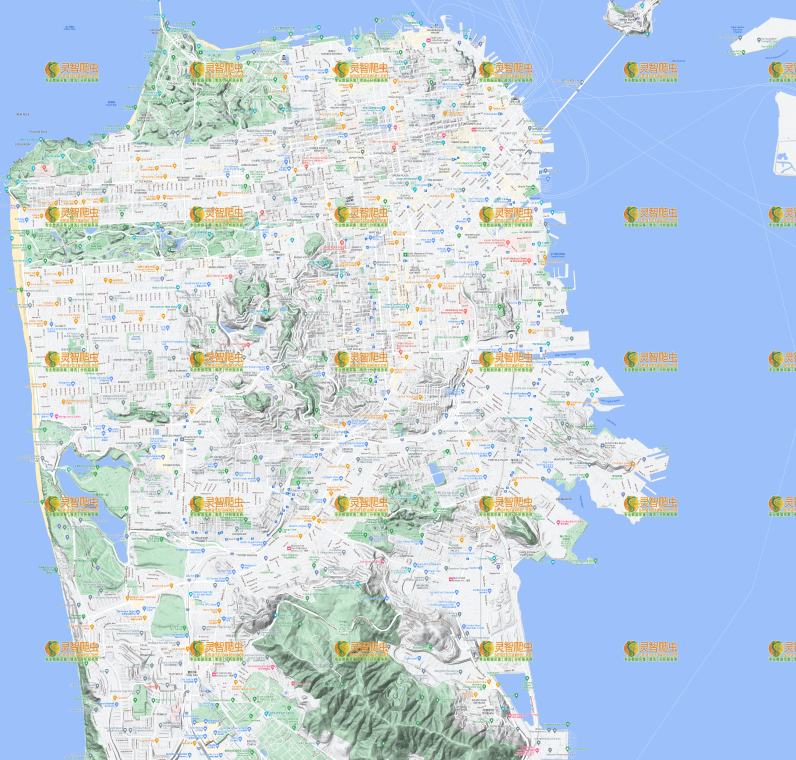 美国 旧金山 Google 谷歌 高清地形图